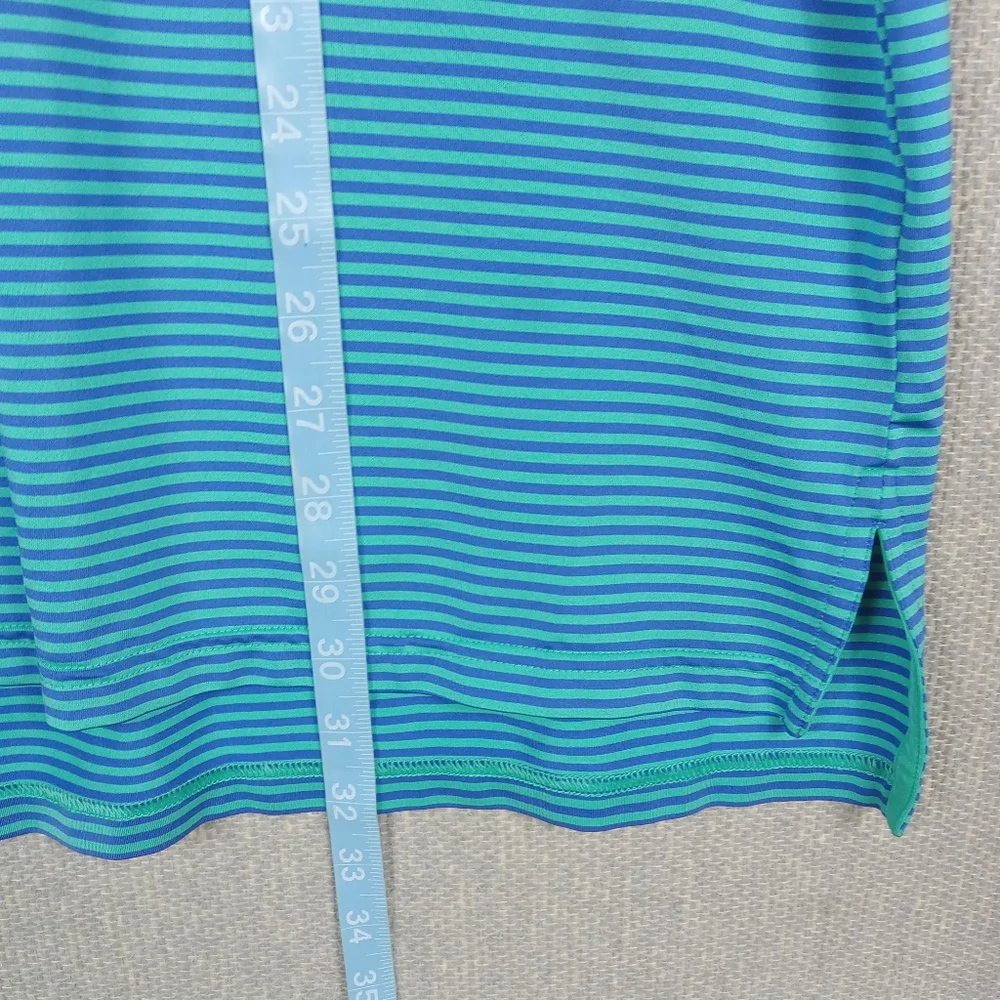 RLX Ralph Lauren Polo Shirt Blue Green Striped Large Golf Performance Preppy